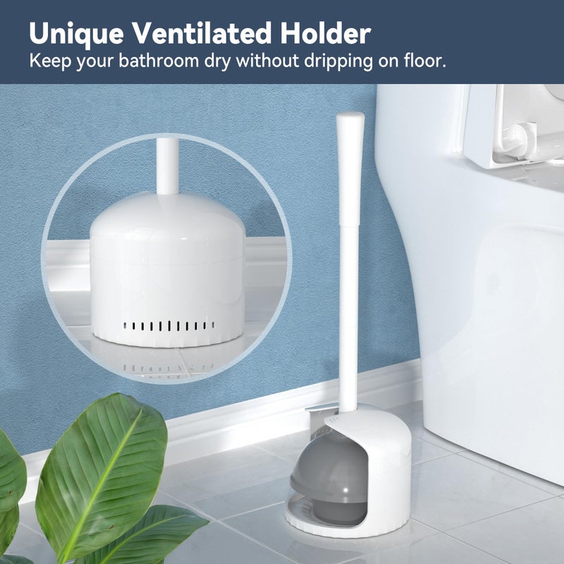 TRENTI Toilet Plunger with Holder, Plunger with Holder for 5.3-inch Toilet Drain, Plungers for Bathroom with Holder, Toilet Plunger Heavy Duty (2, White) - Image 4